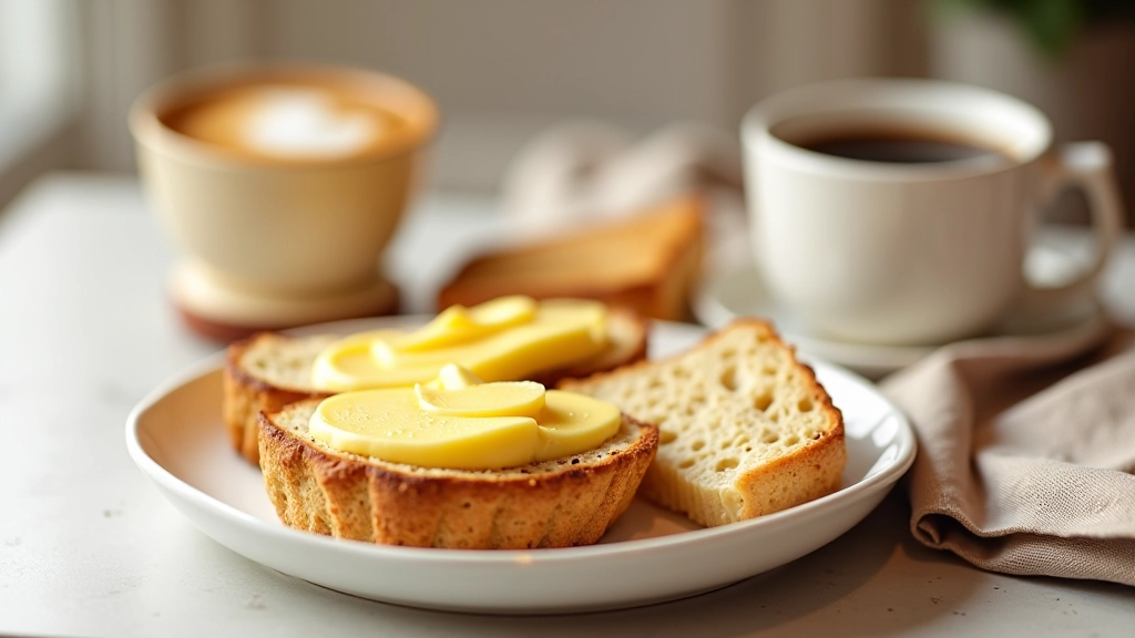 Petit-déjeuner belge avec tartines et café
